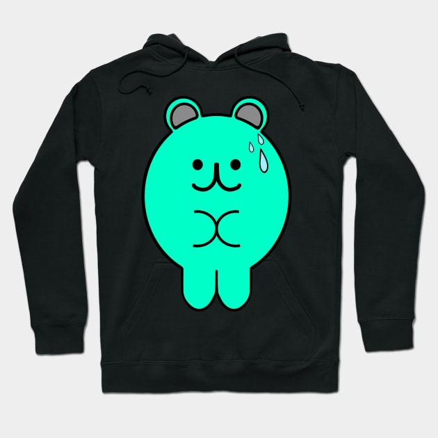 Shy turquoise bear Hoodie by Omnivorous